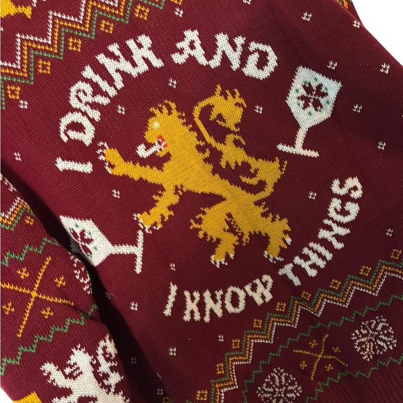 Game of Thrones Ugly Christmas Sweater "I Drink and I Know Things" Size Large - Picture 2 of 5